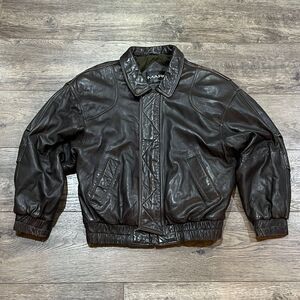 Vintage 80s/90s Marc New York Leather Bomber Jacket Black Made Korea Men's Large